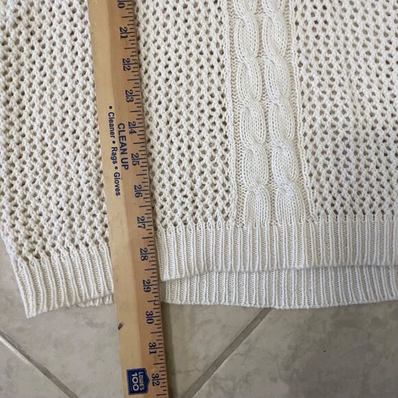 Marisa Christina for Sakowitz vintage Open Knit Sweater women’s size L ivory SS - Picture 5 of 9
